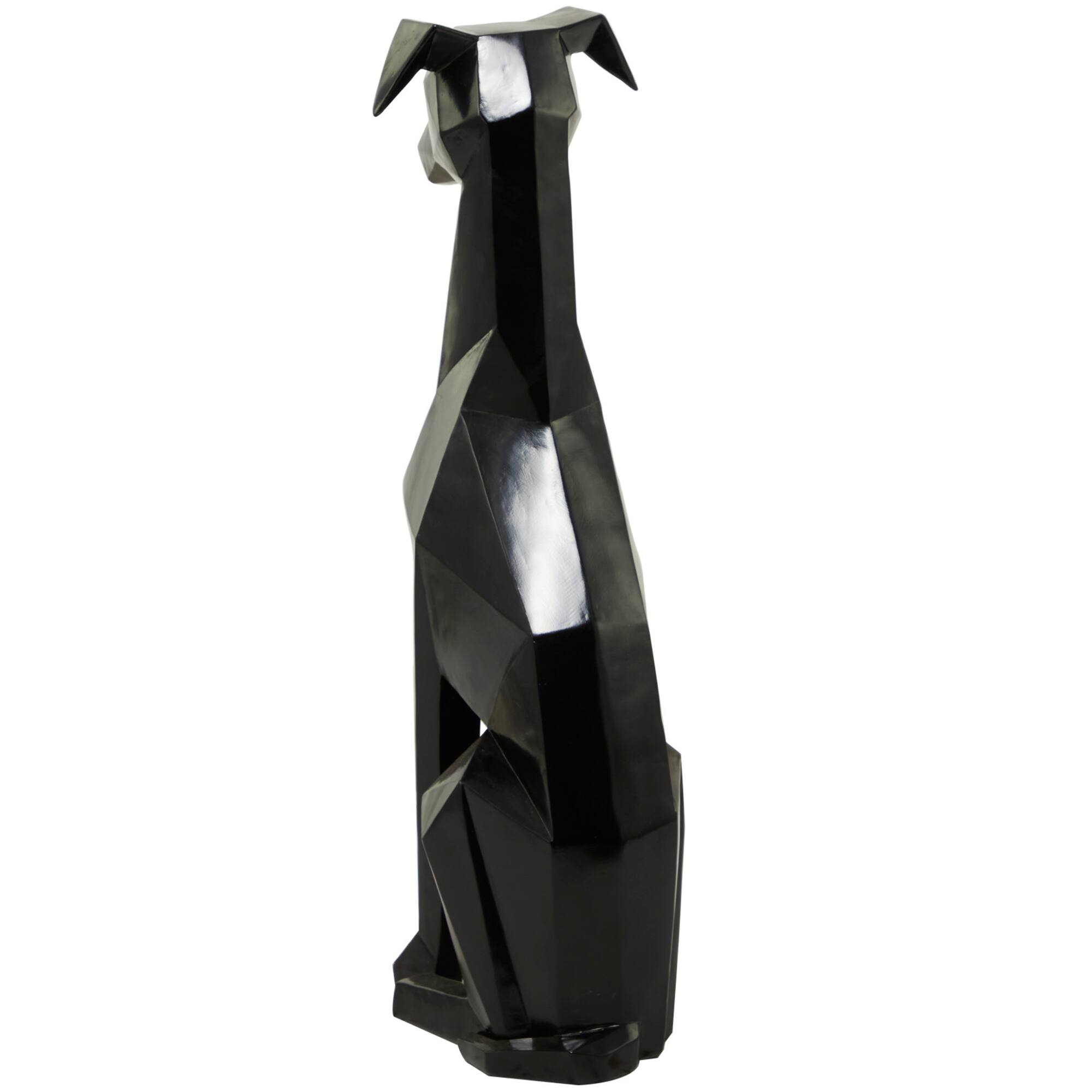 30" Silver Cubist Dog Sculpture